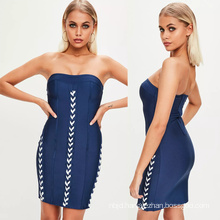 Blue Premium Bandage Mini Dress